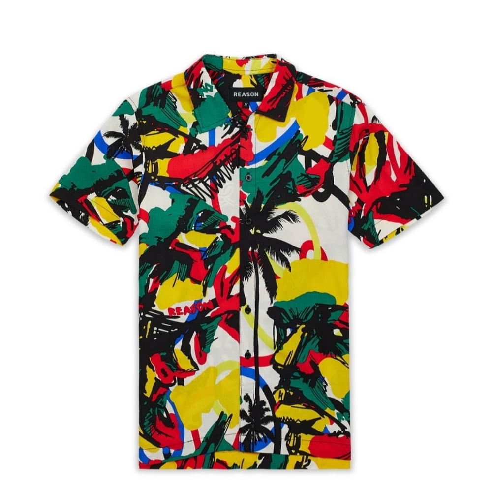 Reason Brand Isle All Over Print Button Down Shirt NWT Size XL BZ-3200